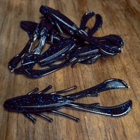 4.25" Black and Blue Hammer Beetle (6 pk) - 99 Strikes Fishing Co